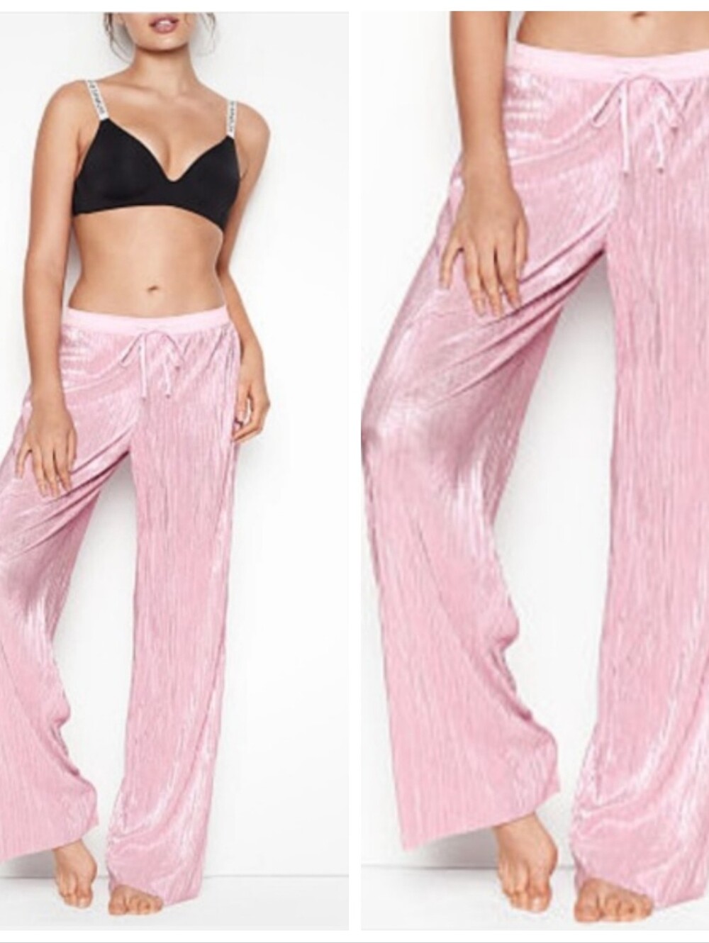 Victoria’s Secret Shine Pleat Lightweight Pajama Lounge Pants Pink Women's Small